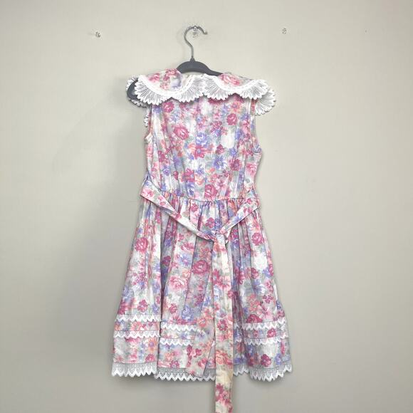 Bonnie Jean Vintage Farm CottageCore Collared Lace Floral Made In USA Dress 6X - Picture 6 of 7
